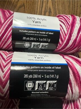 Mainstays Acrylic Yarn Cake in Pink and White Variegated
